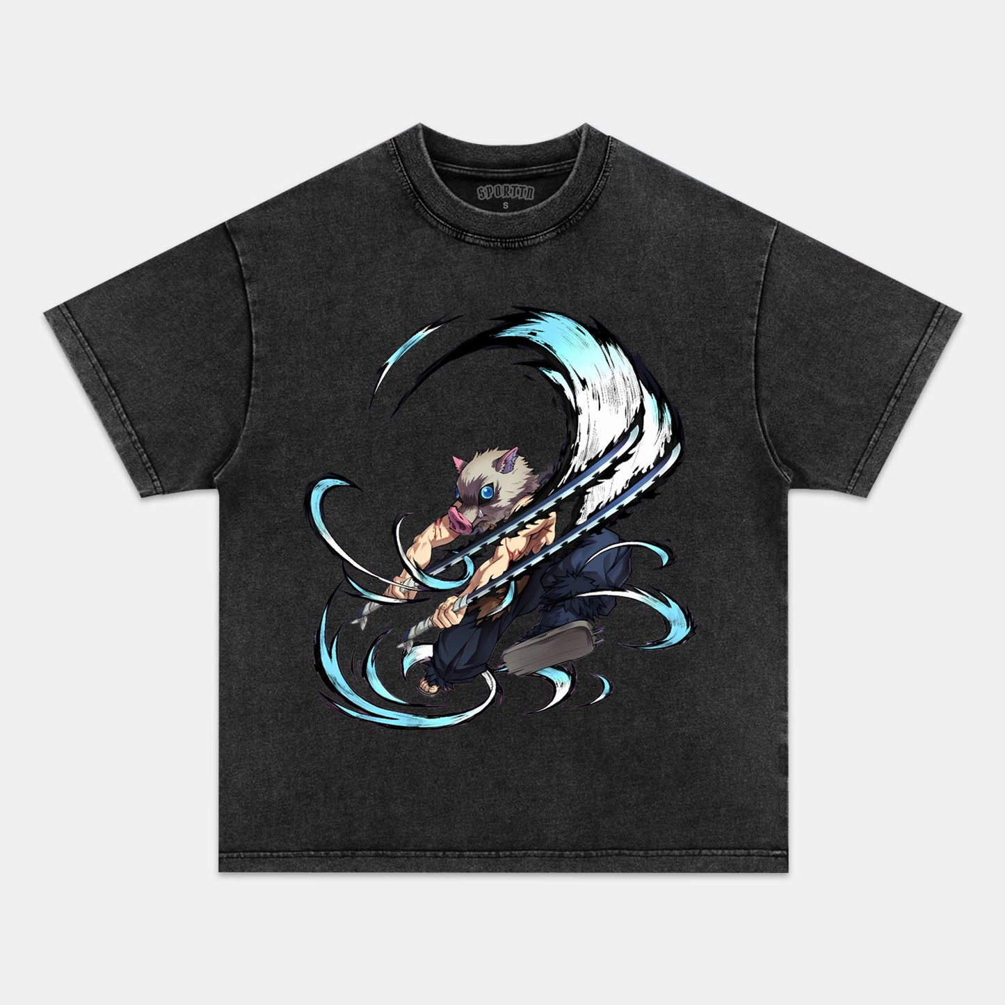 HASHIBIRA INOSUKE UNISEX ANIME INSPIRED VINTAGE T-SHIRT丨DEMON SLAYER-[BACK]