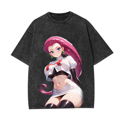 JESSIE UNISEX ANIME INSPIRED VINTAGE OVERSIZED TEE丨POKÉMON-[FRONT]