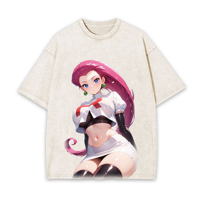 JESSIE UNISEX ANIME INSPIRED VINTAGE OVERSIZED TEE丨POKÉMON-[FRONT]