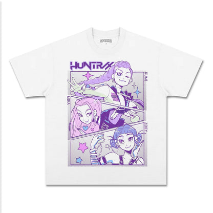 KPOP DEMON HUNTERS UNISEX ANIME OVERSIZED TEE-[FRONT]