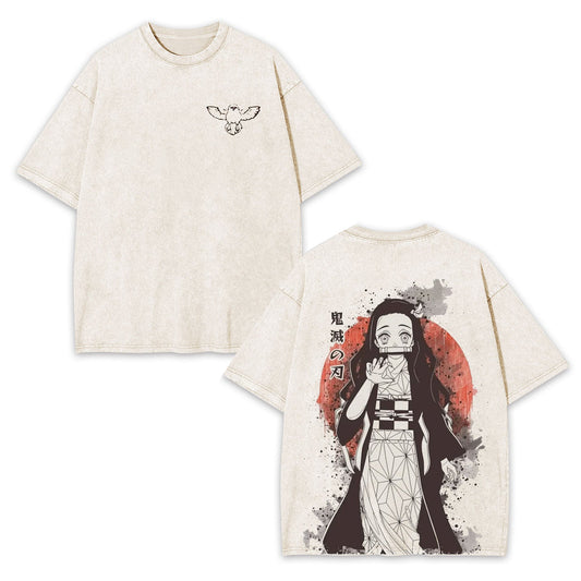 KAMADO NEZUKO DEMON SLAYER ANIME UNISEX WASHED T-SHIRT -[DS]