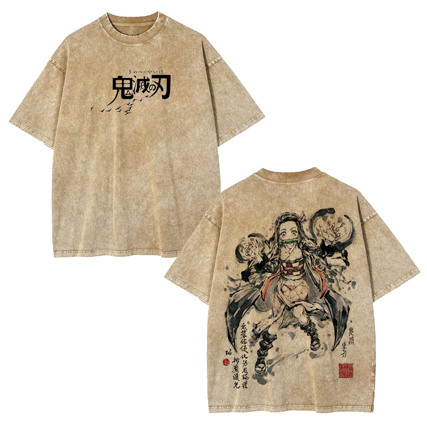 KAMADO NEZUKO DEMON SLAYER ANIME UNISEX WASHED T-SHIRT -[DS]