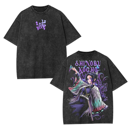 KOCHOU SHINOBU DEMON SLAYER UNISEX WASHED T-SHIRT-[DS]