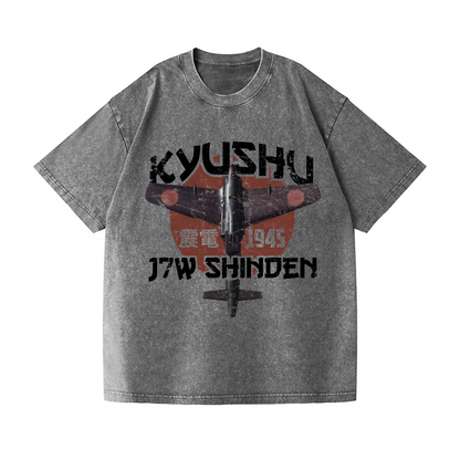 KYUSHU J7W SHINDEN FIGHTER VINTAGE WASH JAPANESE DESIGN T-SHIRT 