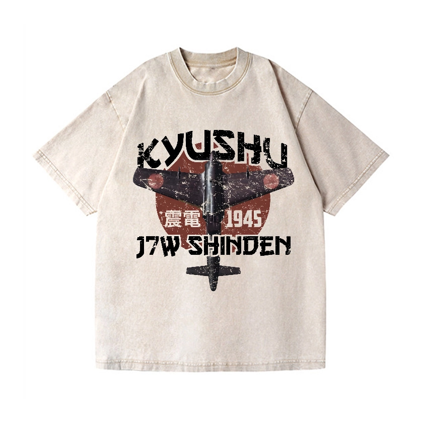 KYUSHU J7W SHINDEN FIGHTER VINTAGE WASH JAPANESE DESIGN T-SHIRT 