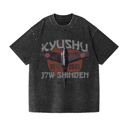 KYUSHU J7W SHINDEN FIGHTER VINTAGE WASH JAPANESE DESIGN T-SHIRT 