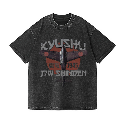KYUSHU J7W SHINDEN FIGHTER VINTAGE WASH JAPANESE DESIGN T-SHIRT 