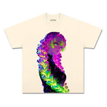 MITSURI KANROJI UNISEX ANIME INSPIRED VINTAGE TEE丨DEMON SLAYER-[FRONT]
