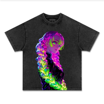 MITSURI KANROJI UNISEX ANIME INSPIRED VINTAGE TEE丨DEMON SLAYER-[FRONT]