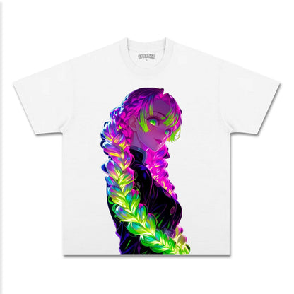 MITSURI KANROJI UNISEX ANIME INSPIRED VINTAGE TEE丨DEMON SLAYER-[FRONT]