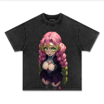 MITSURI KANROJI UNISEX ANIME INSPIRED VINTAGE TEE丨DEMON SLAYER-[FRONT]