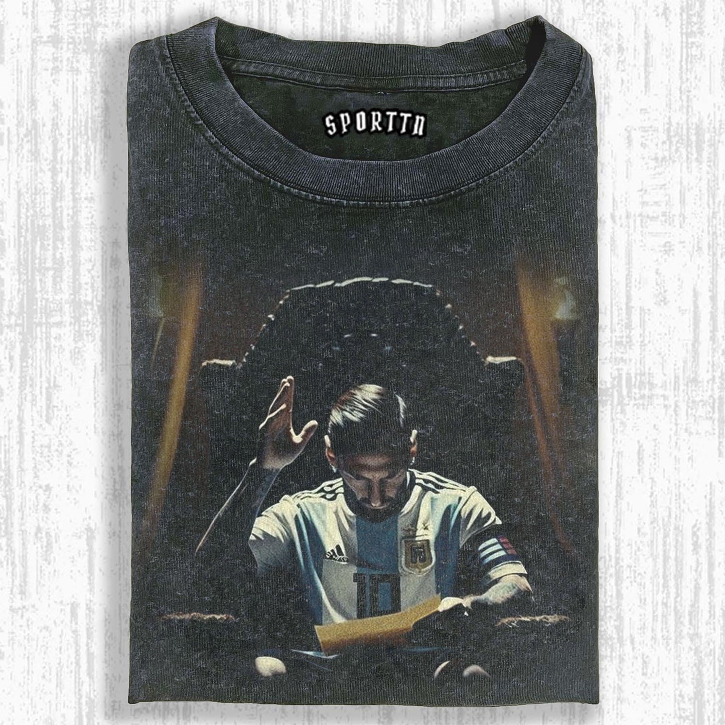 MESSI ARGENTINA TEAM KING MOMENT THEMED RETRO T-SHIRT