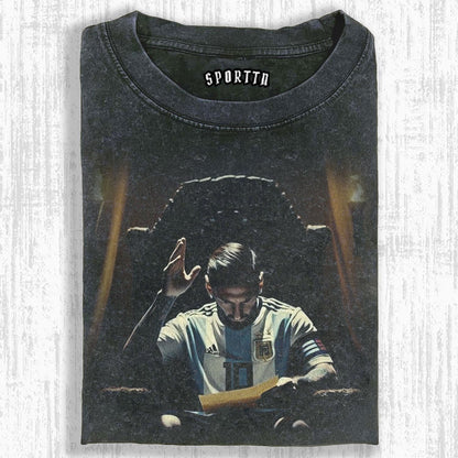 MESSI ARGENTINA TEAM KING MOMENT THEMED RETRO T-SHIRT