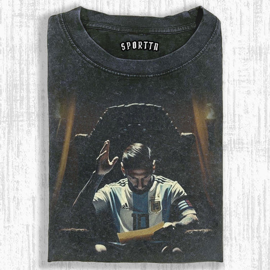 MESSI ARGENTINA TEAM KING MOMENT THEMED RETRO T-SHIRT