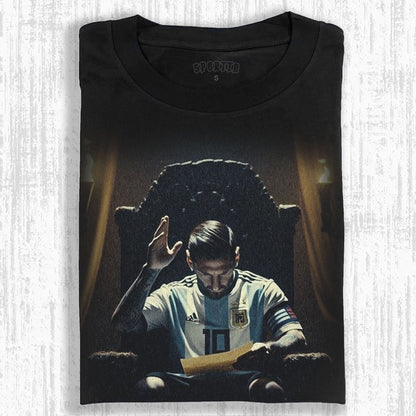 MESSI ARGENTINA TEAM KING MOMENT THEMED RETRO T-SHIRT