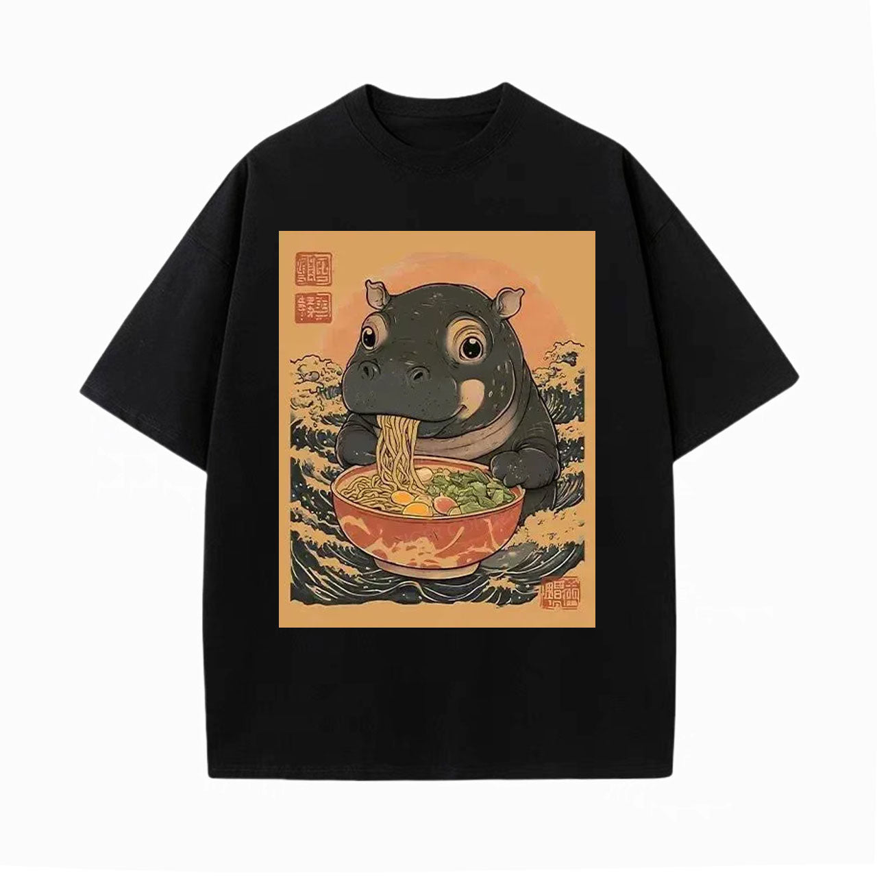 MOO DENG EAT RAMEN WASHED T-SHIRT 