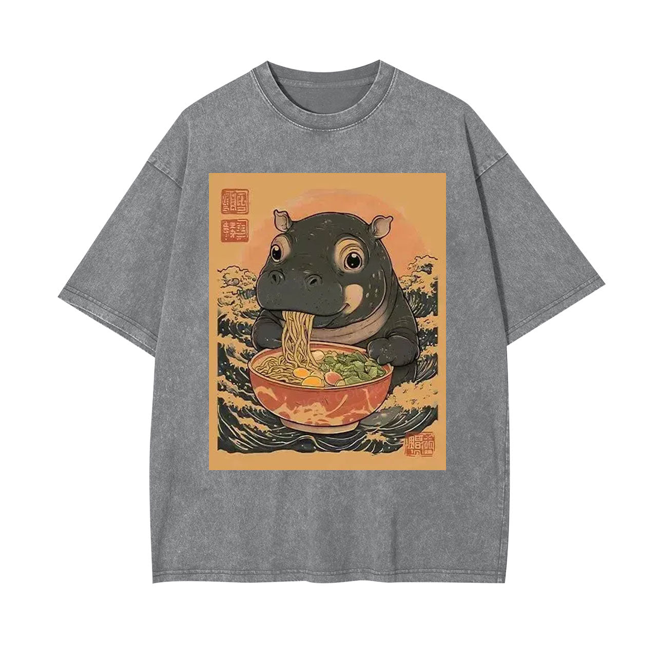 MOO DENG EAT RAMEN WASHED T-SHIRT 