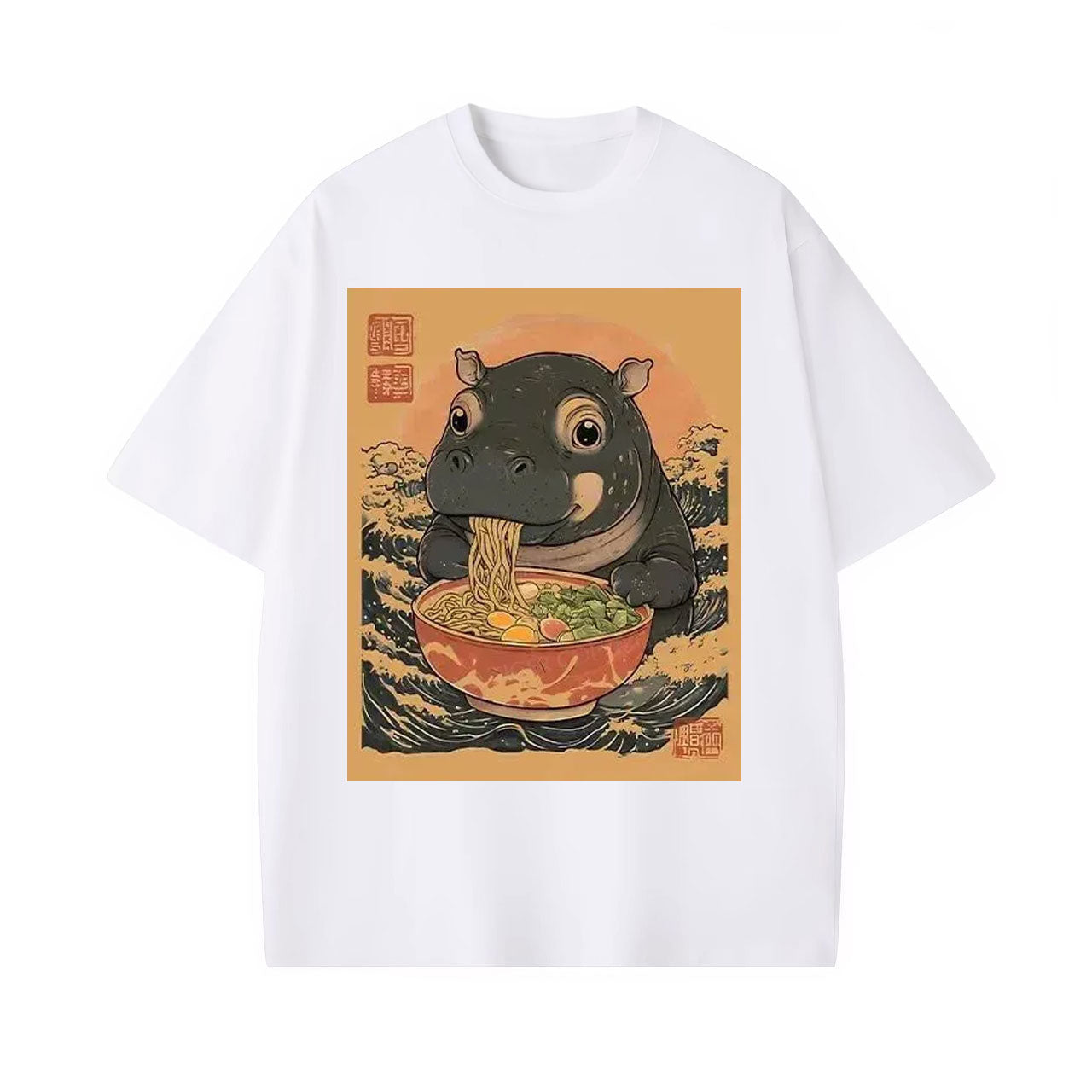 MOO DENG EAT RAMEN WASHED T-SHIRT 