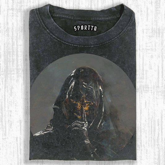 MYSTERIOUS BLACK - ROBED PHANTOM THEMED T-SHIRT