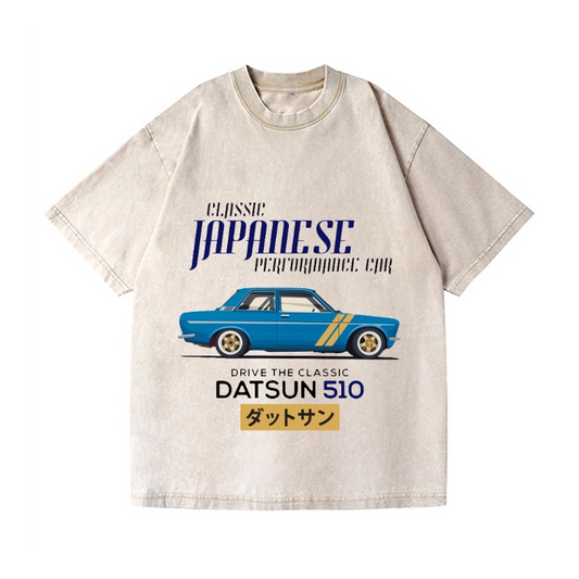 NISSAN DATSUN 510 CAR VINTAGE WASH JAPANESE DESIGN T-SHIRT 