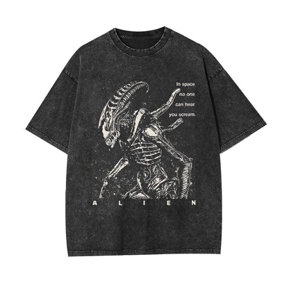 NO ONE CAN HEAR YOU SCREAM WASHED T-SHIRT 
