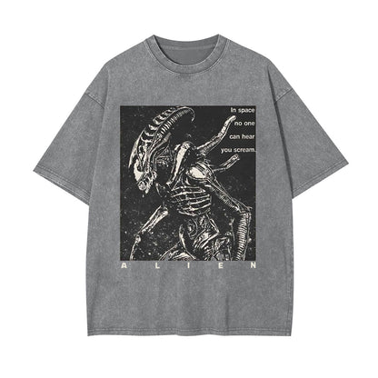 NO ONE CAN HEAR YOU SCREAM WASHED T-SHIRT 