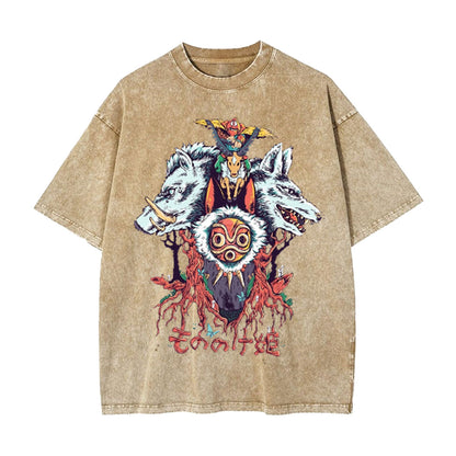 PRINCESS MONONOKE GHIBLI UNISEX ANIME INSPIRED VINTAGE TEE -[FRONT]