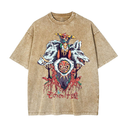 PRINCESS MONONOKE GHIBLI UNISEX ANIME INSPIRED VINTAGE TEE -[FRONT]