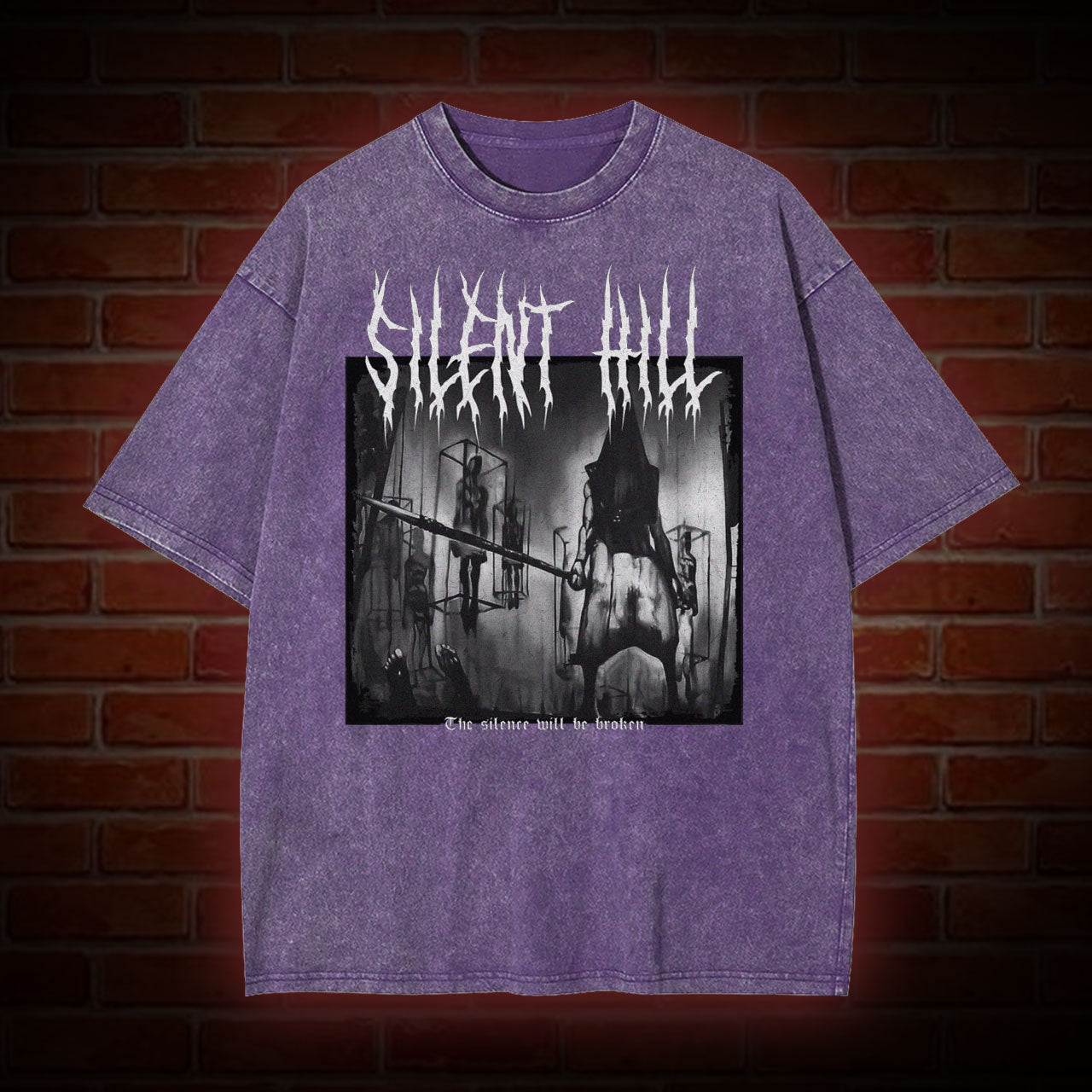 PYRAMID HEAD BACK PRINT WASHED T-SHIRT 