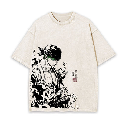 RORONOA ZORO ANIME INSPIRED VINTAGE TEE丨ONE PIECE-[FRONT]