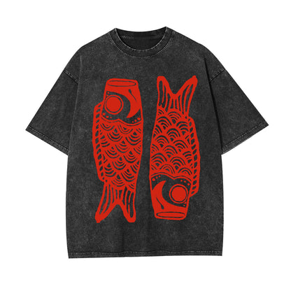 RETRO CARP STREAMER WASHED T-SHIRT 