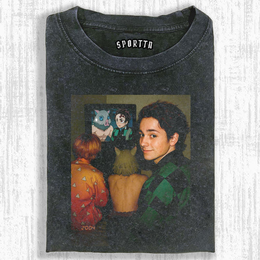 RETRO COMBINATION OF CELEBRITY AND DEMON SLAYER CREATIVITY T-SHIRT