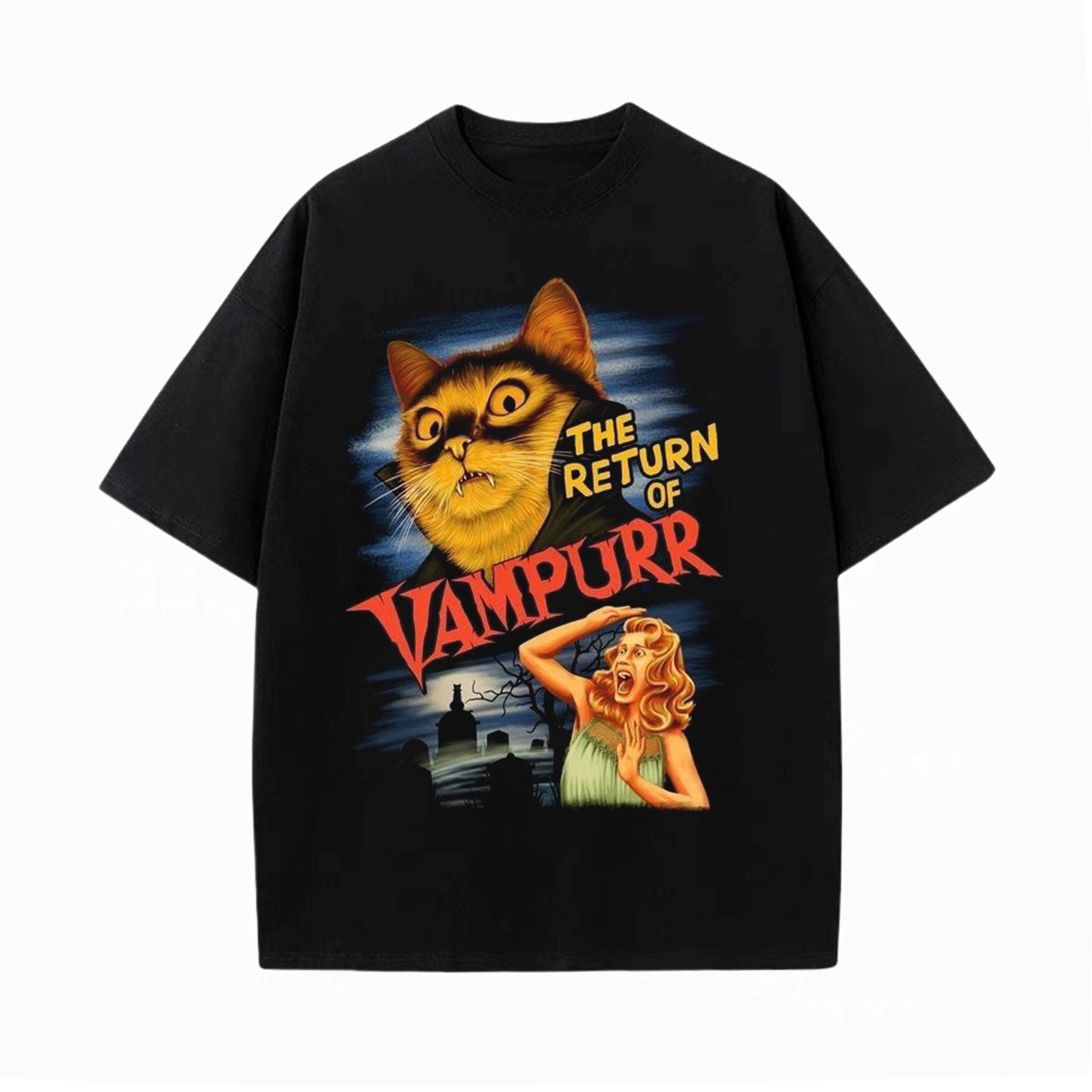 RETURN OF THE CAT VAMPIRE RETRO HORROR TEE 
