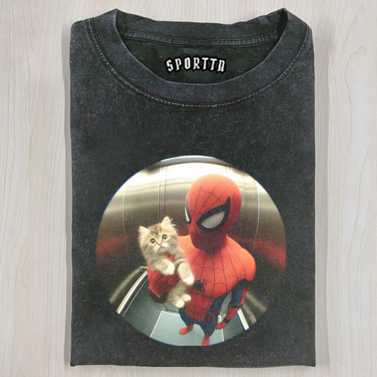 SPIDER MAN AND CAT TEE