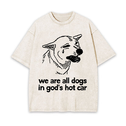 SAD DOG FUNNY WASHED T-SHIRT 