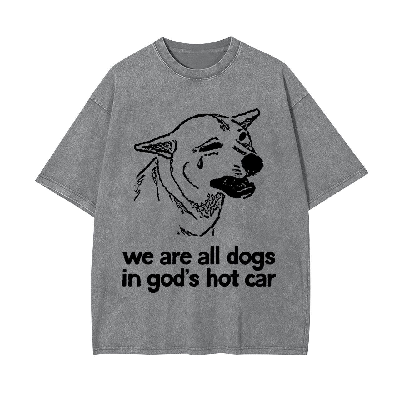 SAD DOG FUNNY WASHED T-SHIRT 