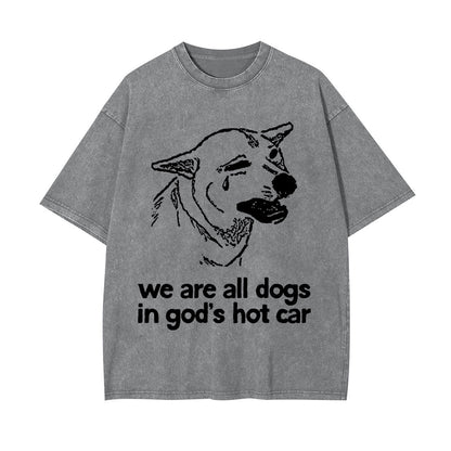 SAD DOG FUNNY WASHED T-SHIRT 