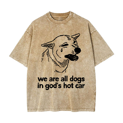 SAD DOG FUNNY WASHED T-SHIRT 