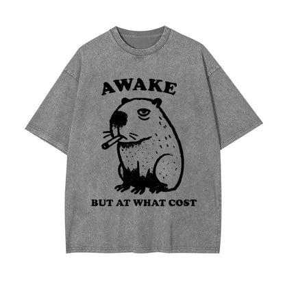 SMOKING CAPYBARA WASHED T-SHIRT 