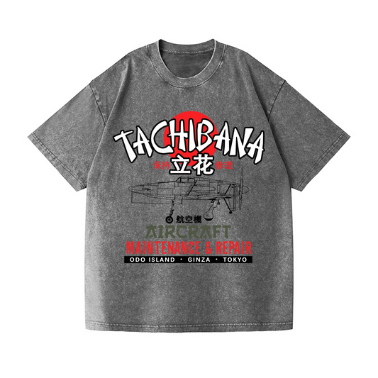 TACHIBANA AIRCRAFT VINTAGE WASH JAPANESE DESIGN T-SHIRT 