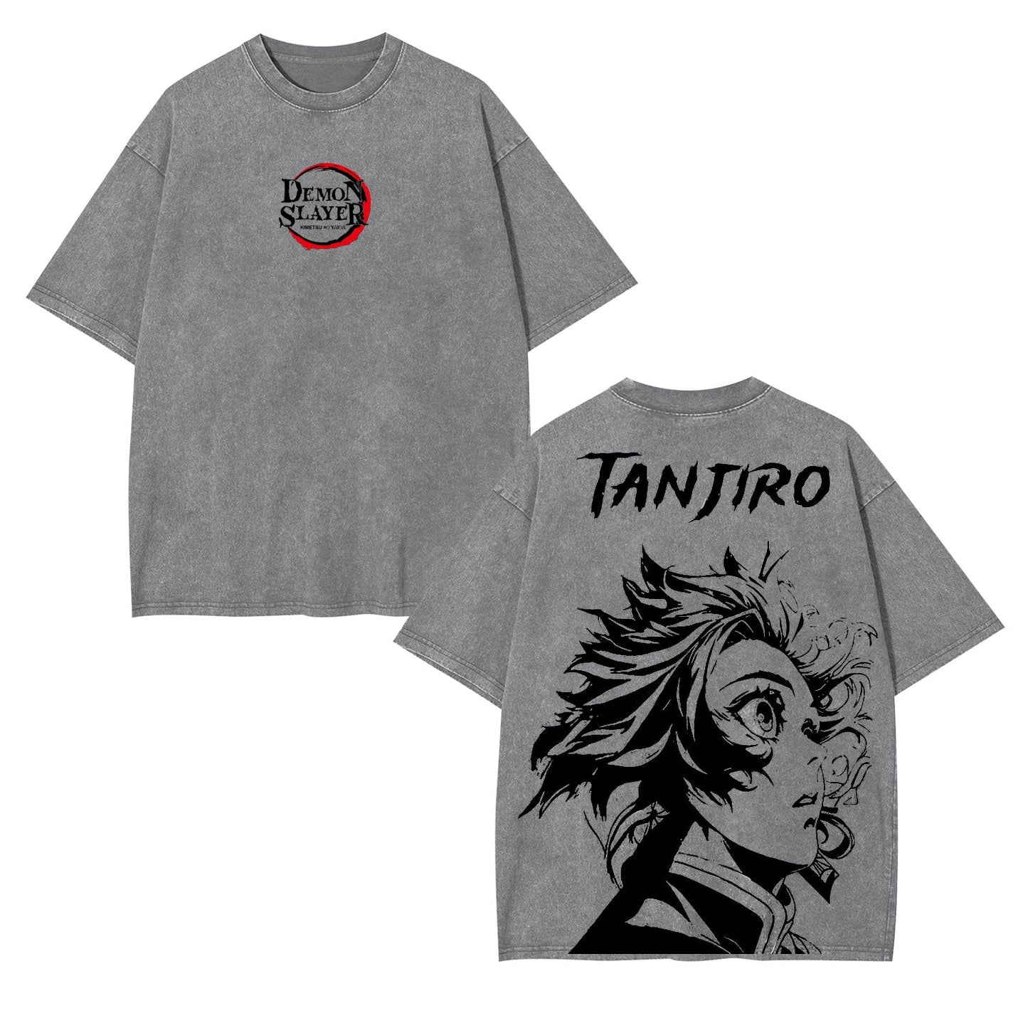 TANJIRO KAMADO DEMON SLAYER UNISEX WASHED T-SHIRT-[DS]