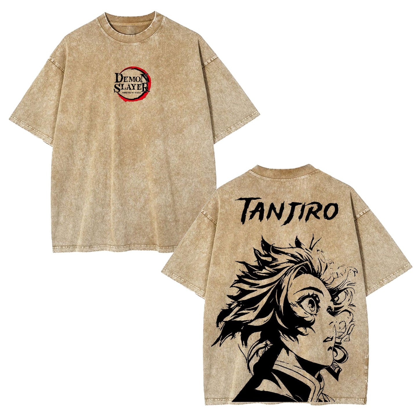 TANJIRO KAMADO DEMON SLAYER UNISEX WASHED T-SHIRT-[DS]