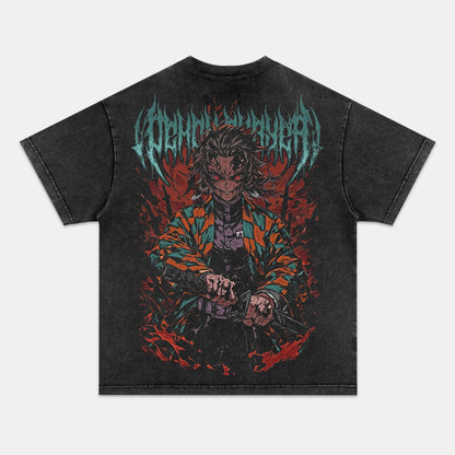 TANJIRO UNISEX ANIME INSPIRED VINTAGE TEE丨DEMON SLAYER-[BACK]