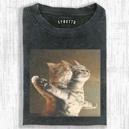 TITANIC CLASSIC BOW EMBRACE THEMED CAT T-SHIRT