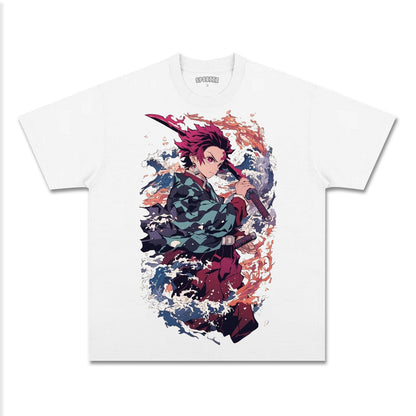 UNISEX ANIME INSPIRED VINTAGE TEE丨DEMON SLAYER-[FRONT]