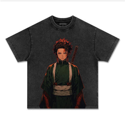 UNISEX ANIME INSPIRED VINTAGE TEE丨DEMON SLAYER-[FRONT]