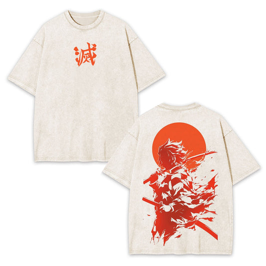 UNISEX ANIME INSPIRED VINTAGE OVERSIZED TEE丨DEMON SLAYER-[DS]