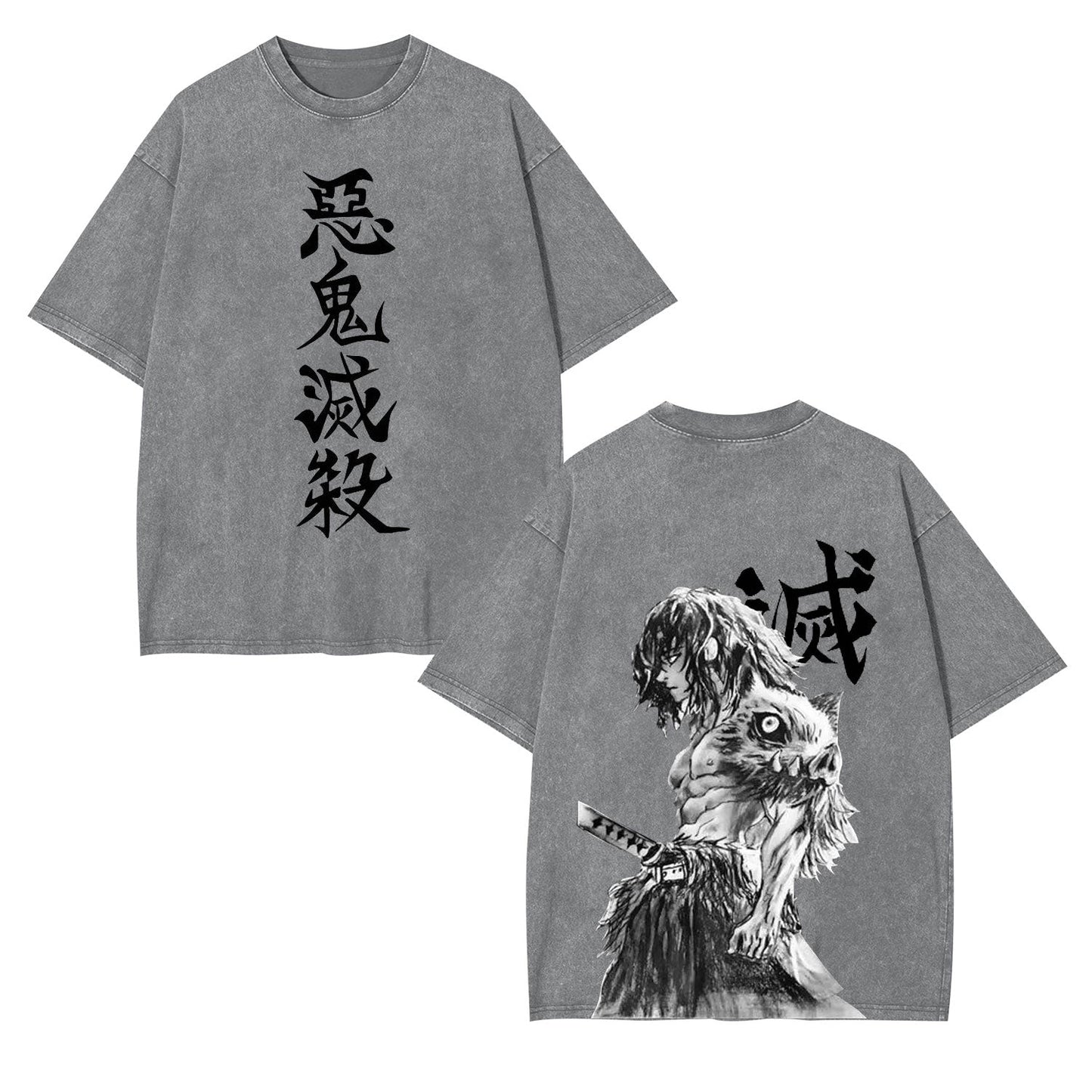 UNISEX ANIME INSPIRED VINTAGE OVERSIZED TEE丨DEMON SLAYER-[DS]