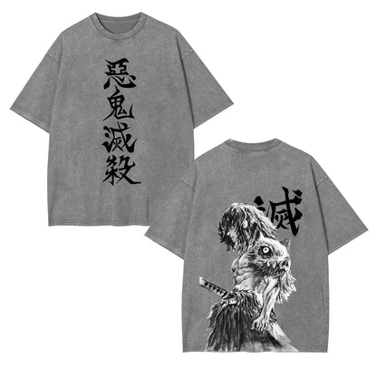 UNISEX ANIME INSPIRED VINTAGE OVERSIZED TEE丨DEMON SLAYER-[DS]