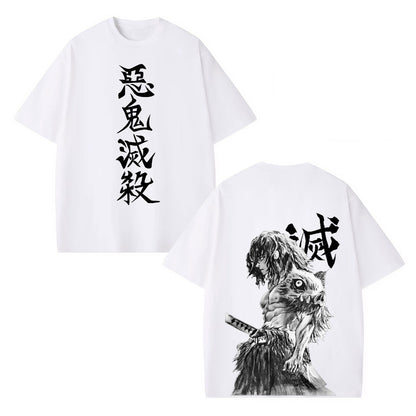 UNISEX ANIME INSPIRED VINTAGE OVERSIZED TEE丨DEMON SLAYER-[DS]